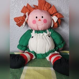 Vtg Department 56 2 Faced Raggedy Ann Parachute Nylon Stuffed Toy "17"